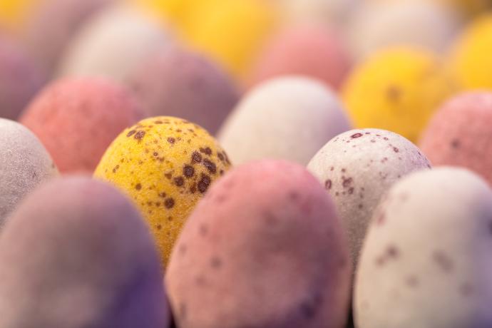 een groep verschillende gekleurde snoepjes naast elkaar 